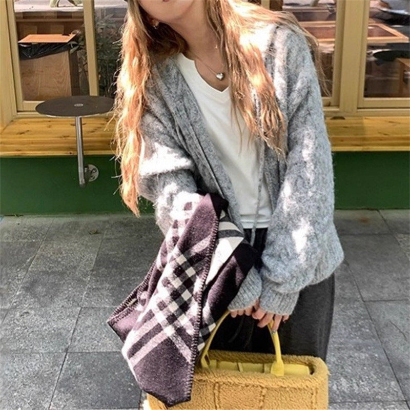 Damen kuscheliger Cardigan mit weit geschnittenen Ärmeln und feiner Struktur Heidi-Mode