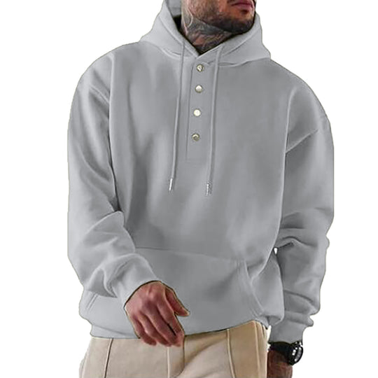 Herren Kapuzenpullover mit modischen Druckknöpfen Heidi-Mode