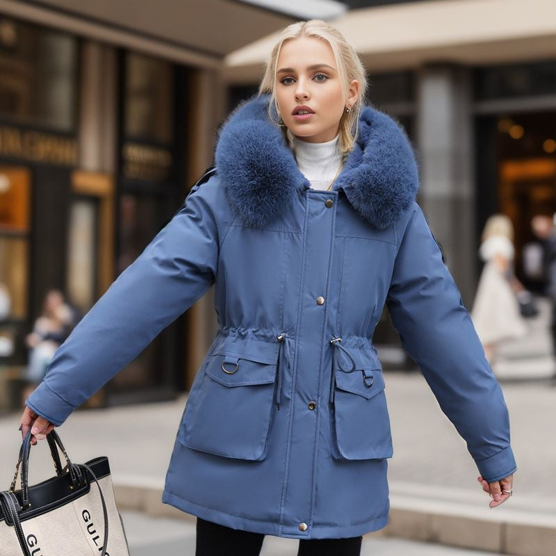 Damen warme Winterjacke mit abnehmbarem Pelzkragen Heidi-Mode