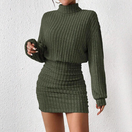 Damen Hochgeschlossener Strickpullover und Rock Heidi-Mode