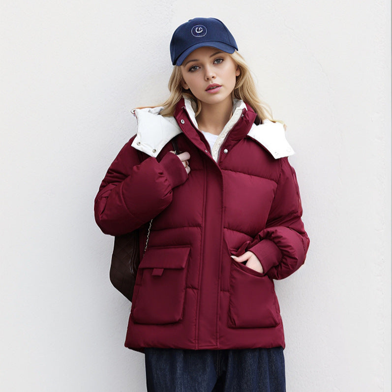 Damen gefütterte Pufferjacke mit großzügigen Taschen und abnehmbarer Kapuze Heidi-Mode