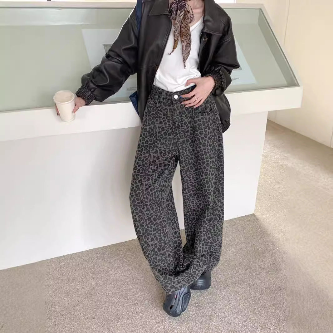 Damen Weite Leoparden-Hose mit elastischem Bund Heidi-Mode