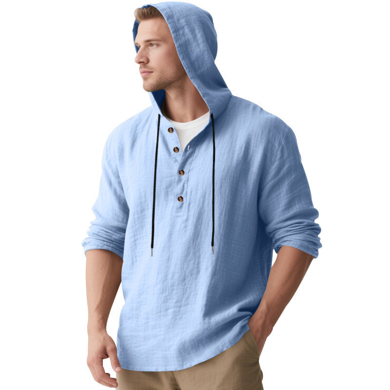 Herren Kapuzenshirt mit Knopfleiste und lässigem Schnitt Heidi-Mode
