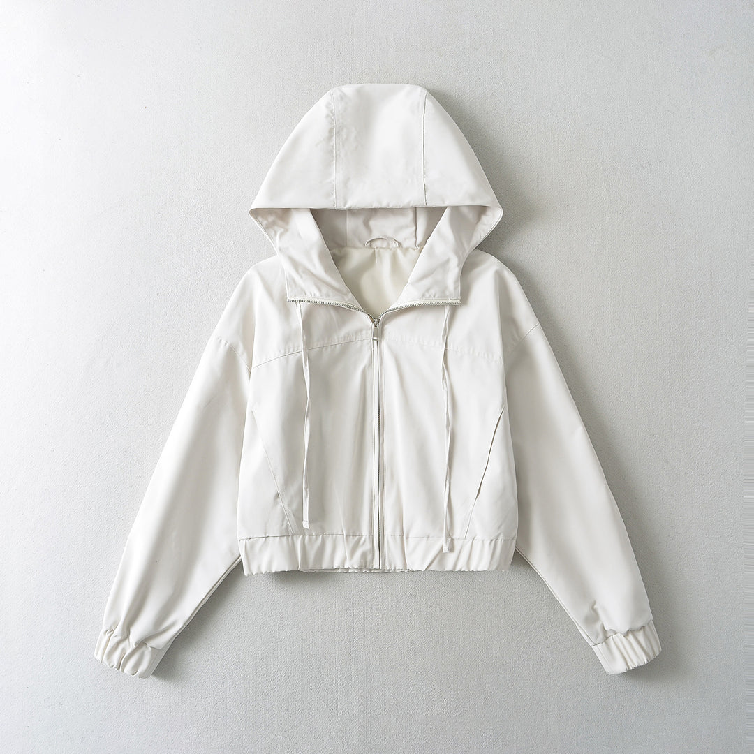 Damen cropped Windjacke mit Kapuze und elastischem Bund Heidi-Mode