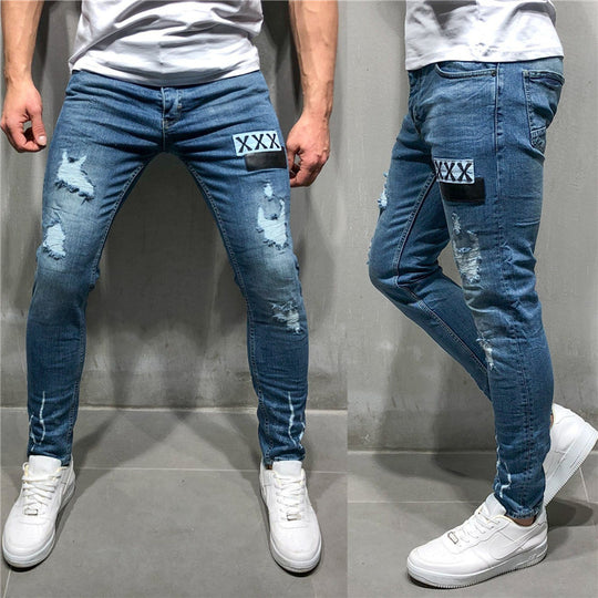 Herren Slim Fit Jeans mit modernen Destroyed-Effekten Heidi-Mode