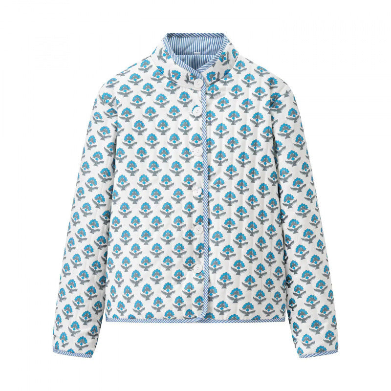 Damen Steppjacke mit floralem Muster und bequemem Schnitt Heidi-Mode