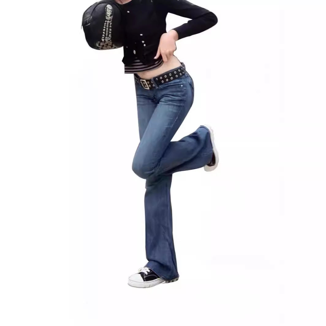 Damen Weit geschnittene Bootcut Jeans mit lässigem Schnitt und mittlerer Taille Heidi-Mode