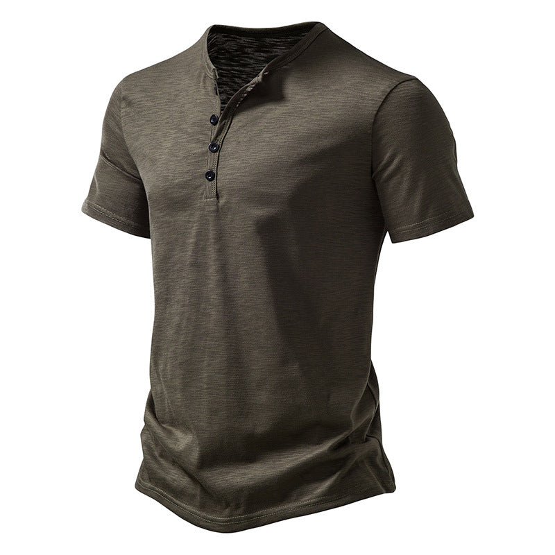 Herren Kurzarm Henley-T-Shirt mit Knopfleiste und atmungsaktivem Material Heidi-Mode