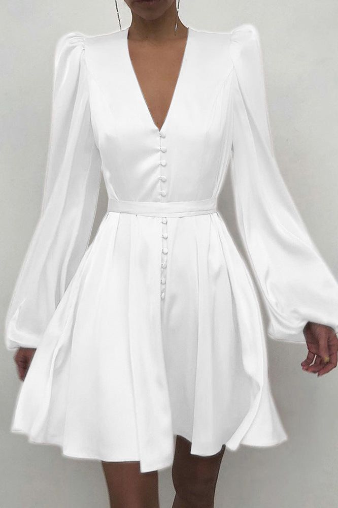 Heidi-Mode | Satin V-Ausschnitt Slim Kleid
