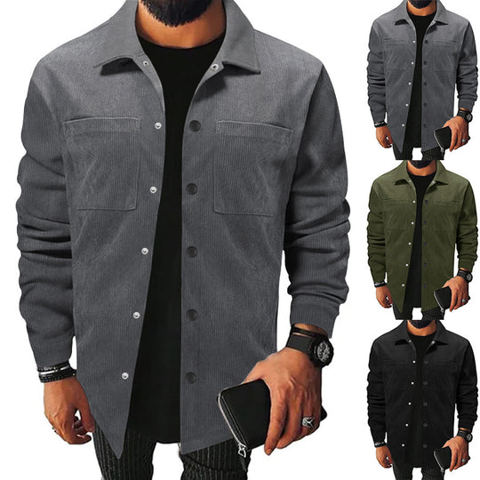 Herren Freizeit-Jacke aus strukturiertem Samt mit praktischen Brusttaschen Heidi-Mode