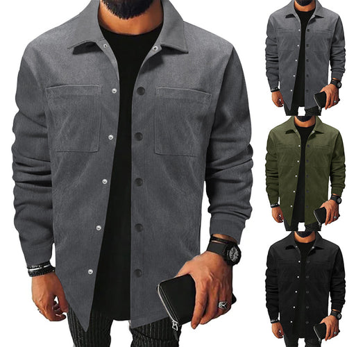 Herren Freizeit-Jacke aus strukturiertem Samt mit praktischen Brusttaschen Heidi-Mode