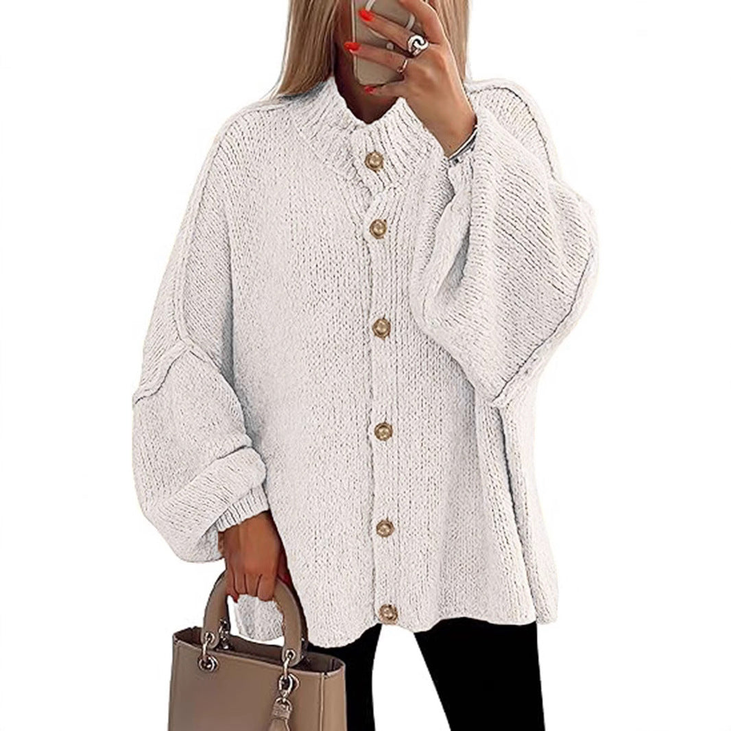 Damen oversized Strickjacke mit Knopfverschluss Heidi-Mode