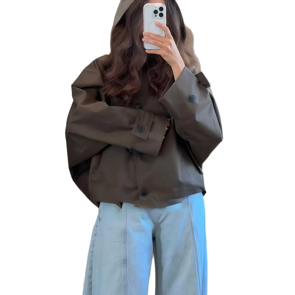 Damen Oversized Regenjacke mit Kapuze und modischem Schnitt Heidi-Mode