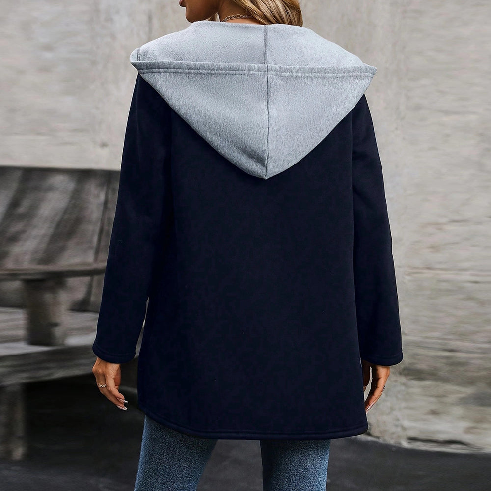 Damen bequeme Strickjacke mit Kapuze und praktischen Taschen Heidi-Mode