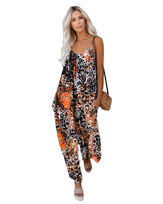 Damen Jumpsuit mit lässigem Schnitt und modischem Leopardenmuster Heidi-Mode