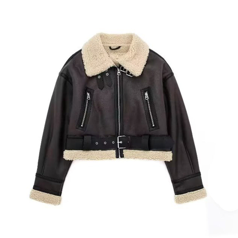 Damen modische jacke mit Innenfutter und Gürtel Heidi-Mode