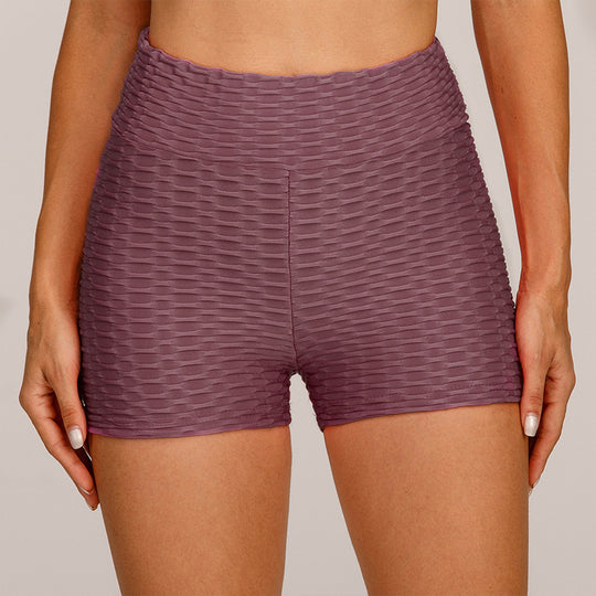Damen Kompressionssportshorts mit strukturierter Oberfläche und hohem Bund Heidi-Mode