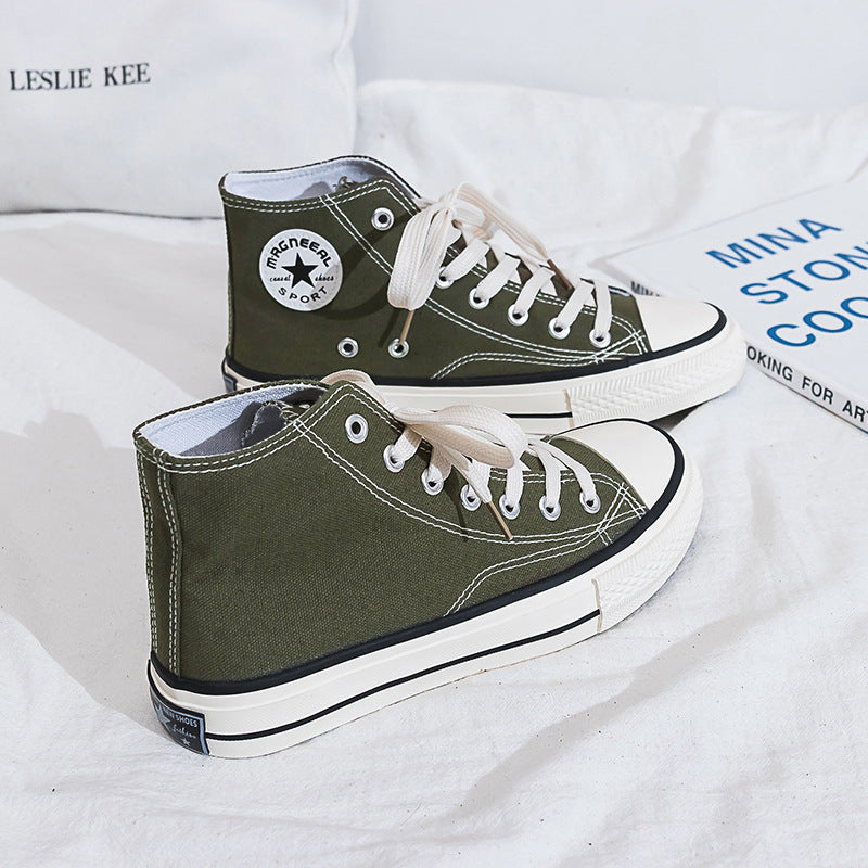 Damen Hohe Sneaker im klassischen Canvas-Stil mit verstärktem Sohlenprofil und atmungsaktiver Innenausstattung Heidi-Mode