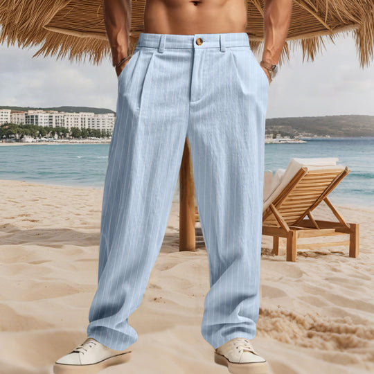 Herren Elegante Freizeithose mit feinem Streifenmuster und komfortablem Schnitt Heidi-Mode