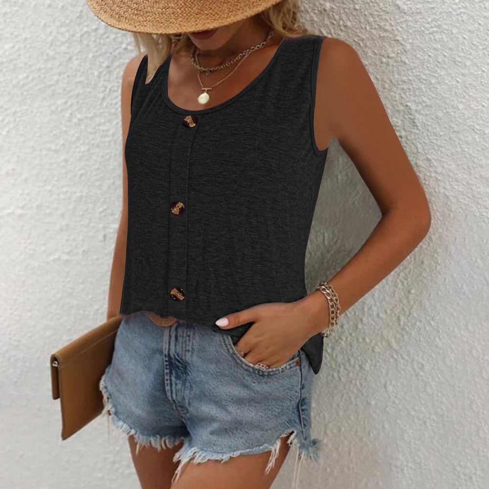 Damen Ärmelloses Top mit dekorativen Knöpfen und lässigem Schnitt Heidi-Mode