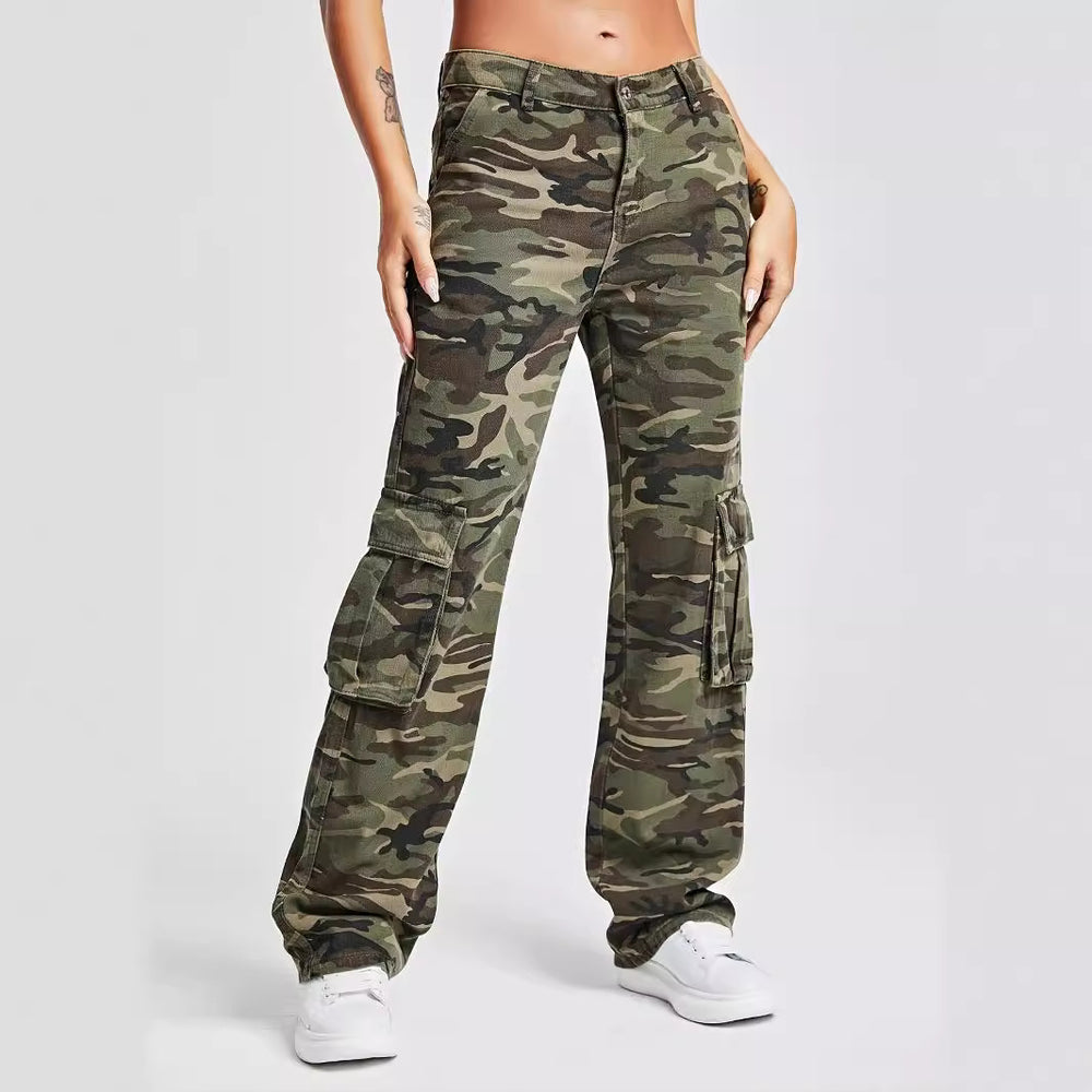 Damen Cargo-Hose im urbanen Camouflage-Stil mit praktischen Seitentaschen Heidi-Mode