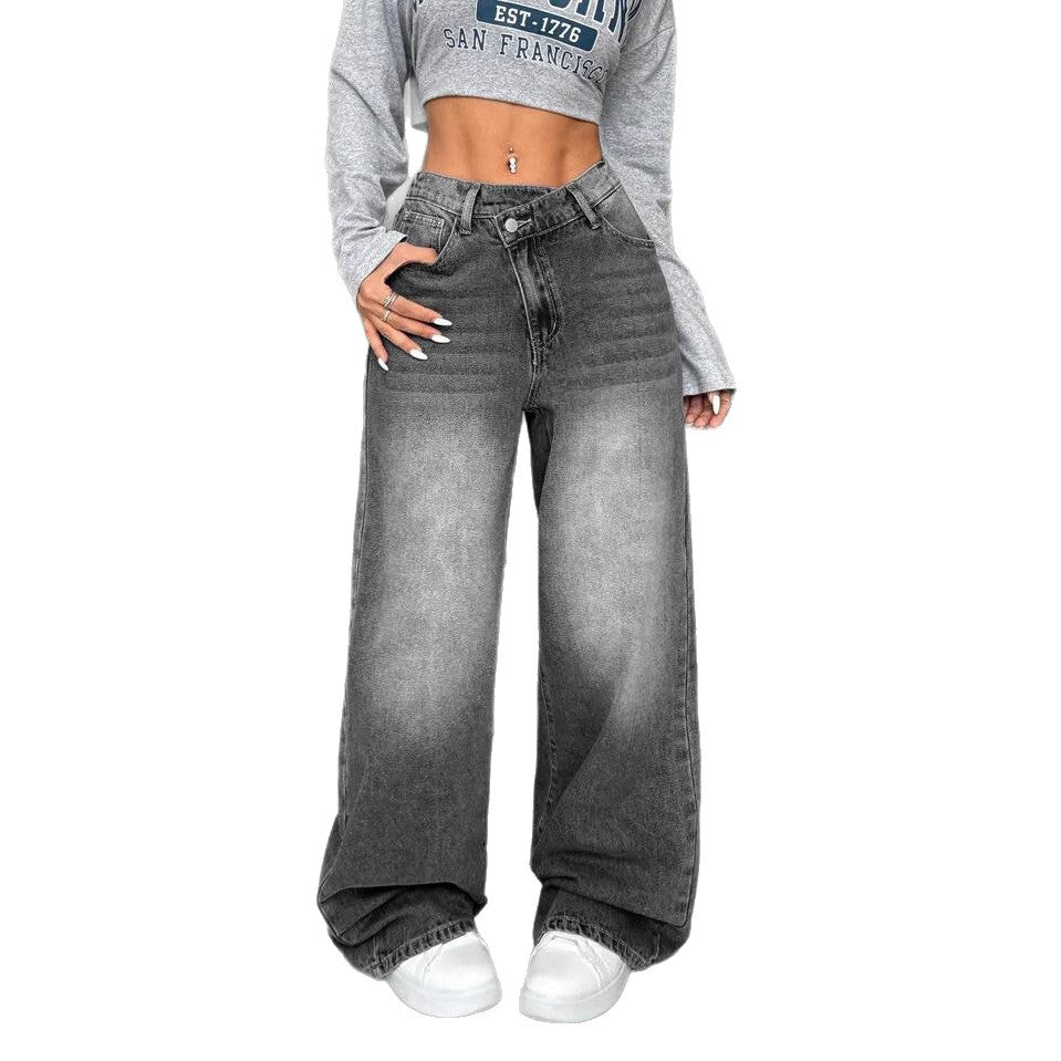 Damen Weite Jeans mit tiefem Schritt und angesagtem Used-Look Heidi-Mode
