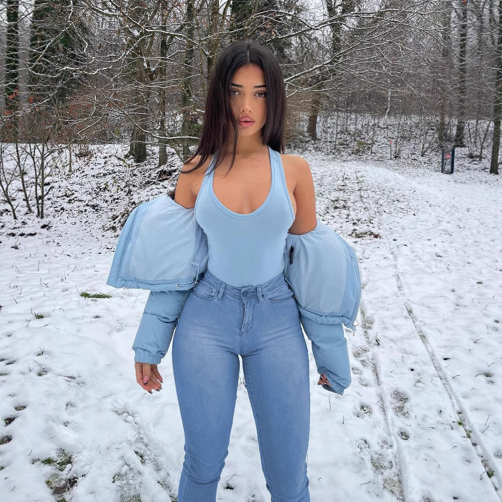 Damen Winterjacke mit Kapuze und Steppdesign Heidi-Mode