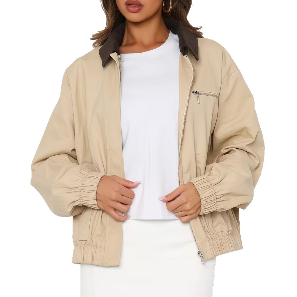 Damen Sportliche Utility-Jacke mit leichtem Material und hohem Kragen Heidi-Mode