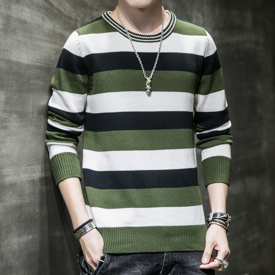 Herren gestreifter Pullover aus weichem Baumwollmix Heidi-Mode