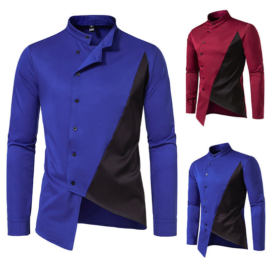 Herren Modern Asymmetrisches Button-Up Hemd Heidi-Mode