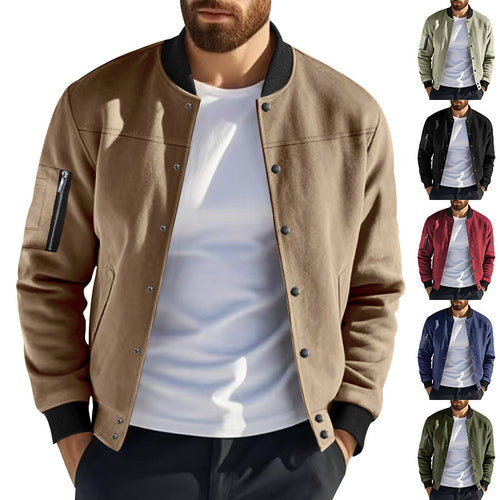 Herren modische Collegejacke mit praktischen Reißverschlusstaschen und elastischen Bündchen Heidi-Mode