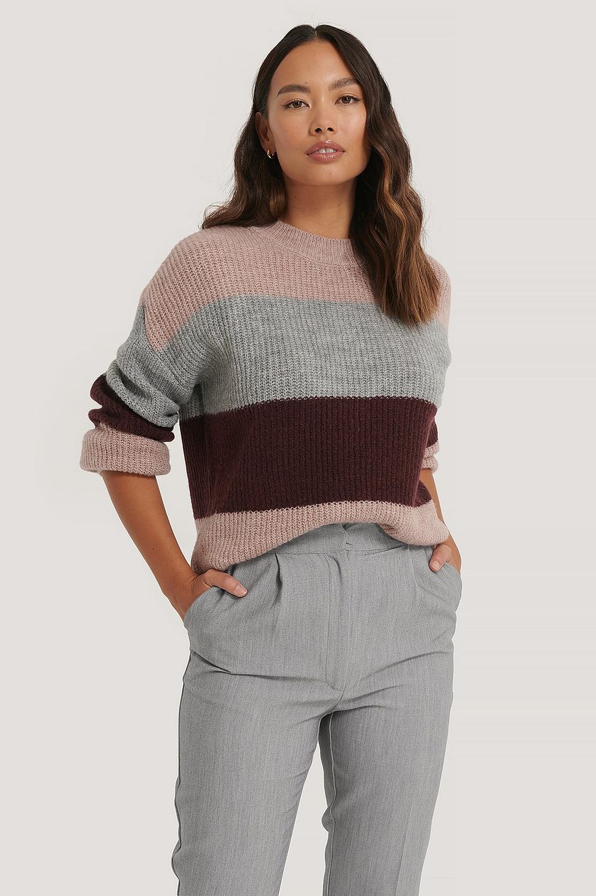Damen gemütlicher Strickpullover mit modernem Muster und lässigem Schnitt Heidi-Mode