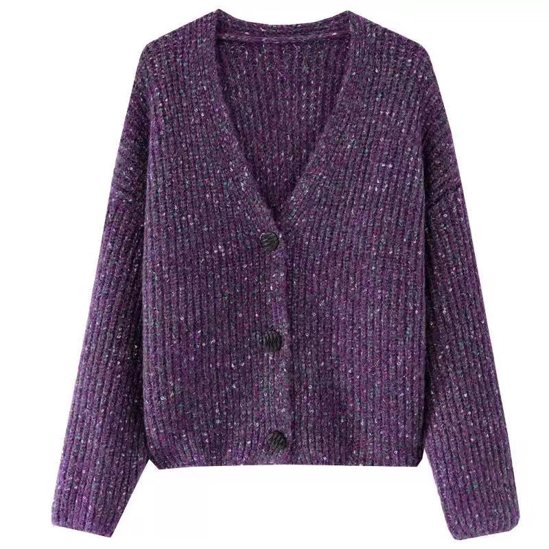 Damen Kuscheliger Grobstrick-Cardigan mit Knopfdetail und weitem Schnitt Heidi-Mode