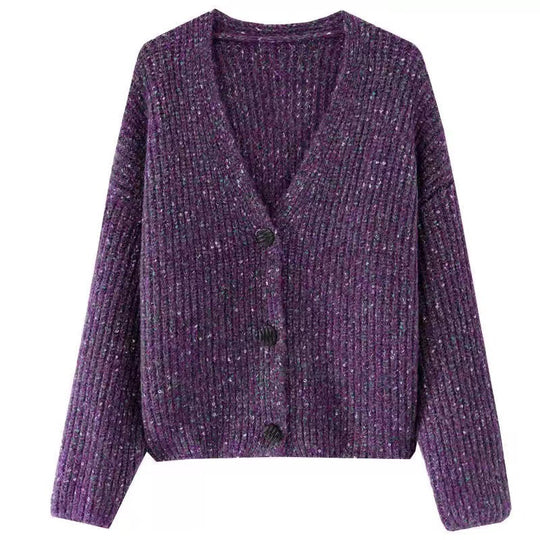 Damen Kuscheliger Grobstrick-Cardigan mit Knopfdetail und weitem Schnitt Heidi-Mode