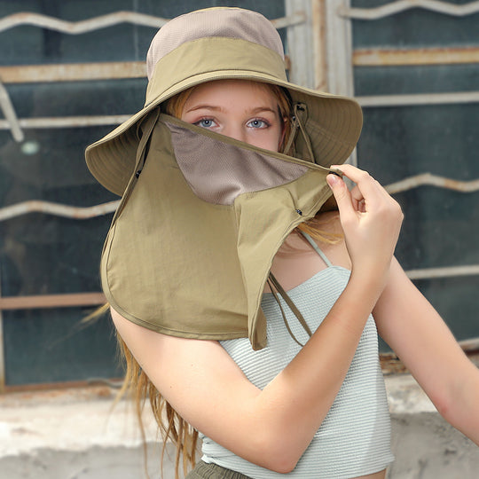 Heidi Mode | Vollabdeckung Gesicht Sonnenschutz Maske im Freien UV Eimer Hut