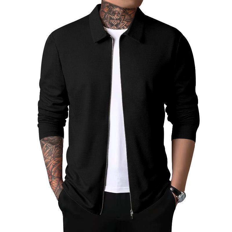 Herren Freizeitjacke mit durchgehendem Reißverschluss und strukturiertem Gewebe Heidi-Mode