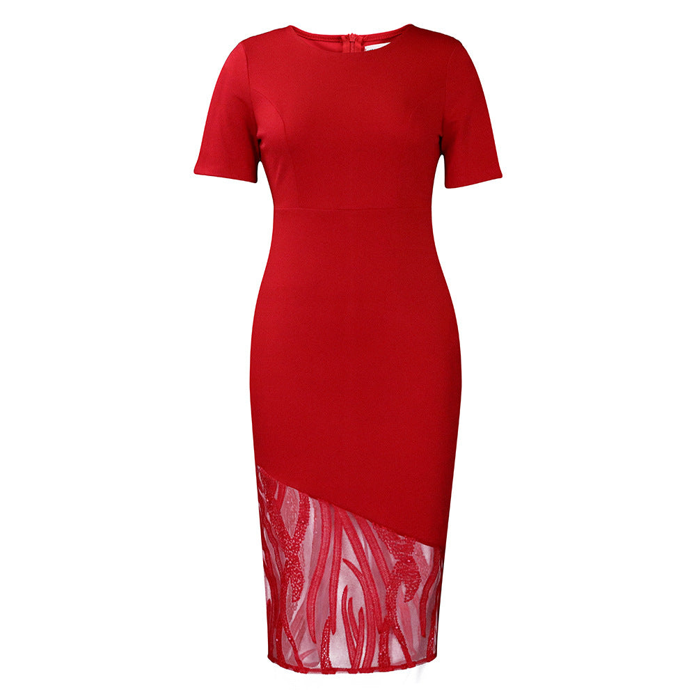 Damen Midi Kleid mit eleganter Spitzenapplikation Heidi-Mode