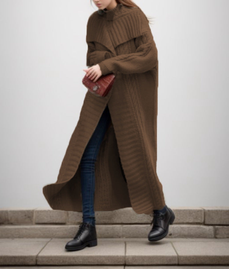 Damen Großer Strickmantel mit voluminösen Ärmeln und modernem Schnitt Heidi-Mode