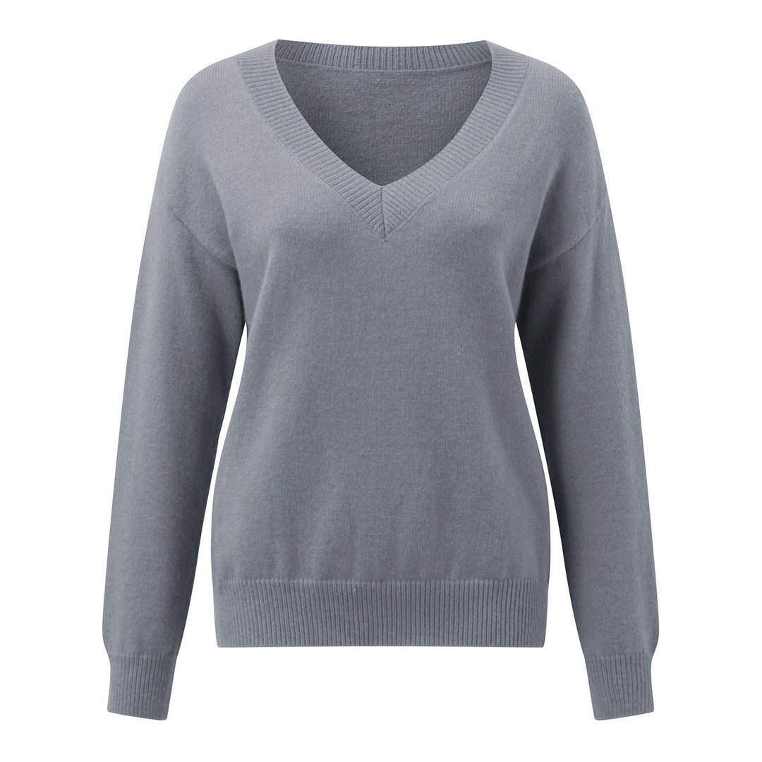 Damen V-Ausschnitt Strickpullover in feiner Wollqualität Heidi-Mode
