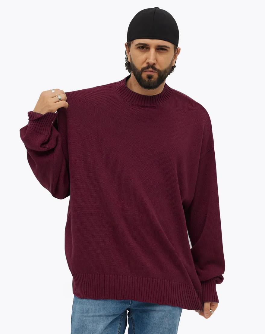 Damen gemütlicher Oversized Pullover mit strukturiertem Rippenmuster und breiten Bündchen Heidi-Mode