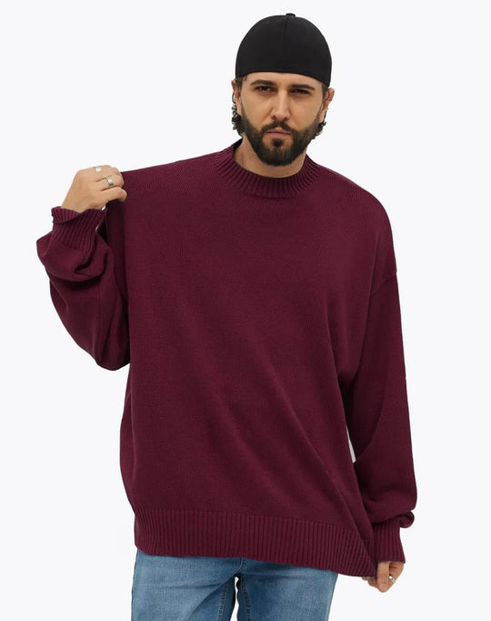 Damen gemütlicher Oversized Pullover mit strukturiertem Rippenmuster und breiten Bündchen Heidi-Mode