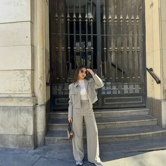 Damen weite, eleganten Bundfaltenhose mit seitlichen Taschen Heidi-Mode