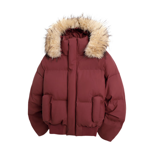 Damen modische Steppjacke mit kuscheligem Kunstfellbesatz und praktischen Taschen Heidi-Mode