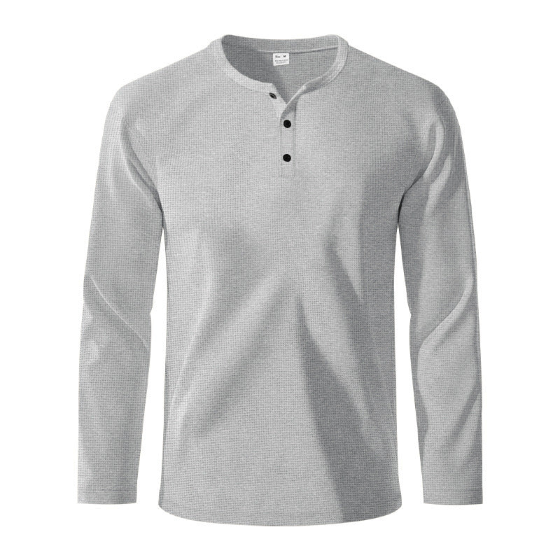 Herren Langarm-Henley-Shirt aus atmungsaktivem Strukturstoff Heidi-Mode