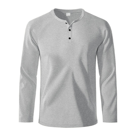 Herren Langarm-Henley-Shirt aus atmungsaktivem Strukturstoff Heidi-Mode