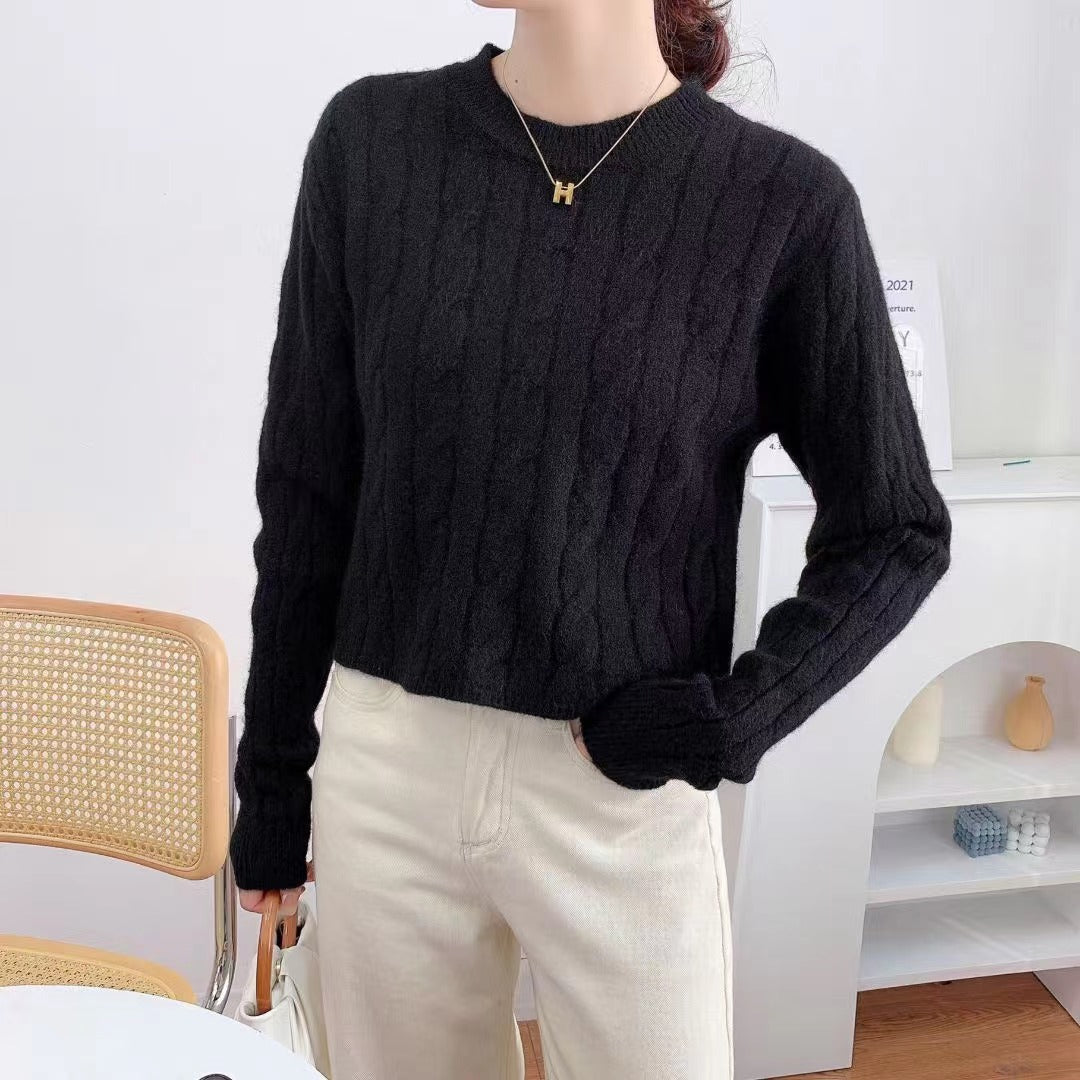 Damen Grobstrickpullover mit strukturiertem Muster und lässigem Schnitt Heidi-Mode