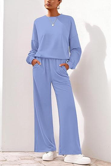 Damen Komfortabler Sweatsuit mit weitem Bein und lässigem Schnitt Heidi-Mode