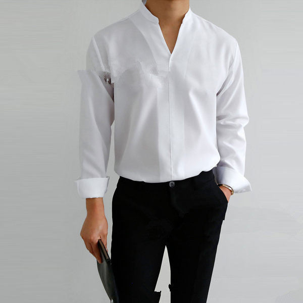 Herren Langarmshirt mit modernem Stehkragen und schmaler Passform Heidi-Mode