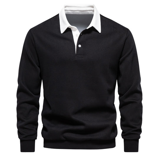 Herren Langarm Poloshirt mit elegantem Kragen und weichem Baumwollmix Heidi-Mode