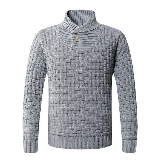 Herren Strickpullover mit modernem Zopfmuster und Stehkragen Heidi-Mode